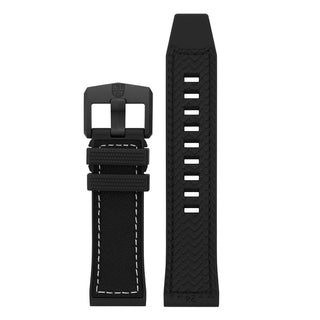 Black Nylon over Black Rubber Strap with White Stitching (ICE-SAR Series) - 24mm