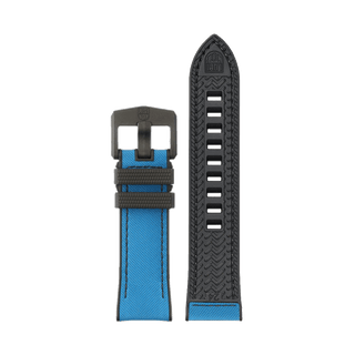 Blue Nylon over Black Rubber Strap with Black Stitching (ICE-SAR Series) - 24mm