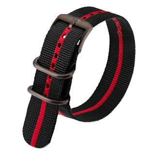 Black Webbing Strap With Red Stripe - 23MM